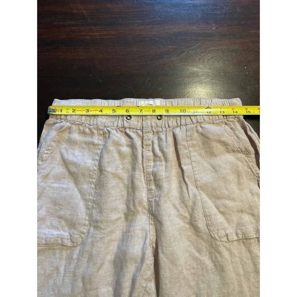 C&C California Mens Linen Joggers Tan Oatmeal Elastic Waist Pants Medium